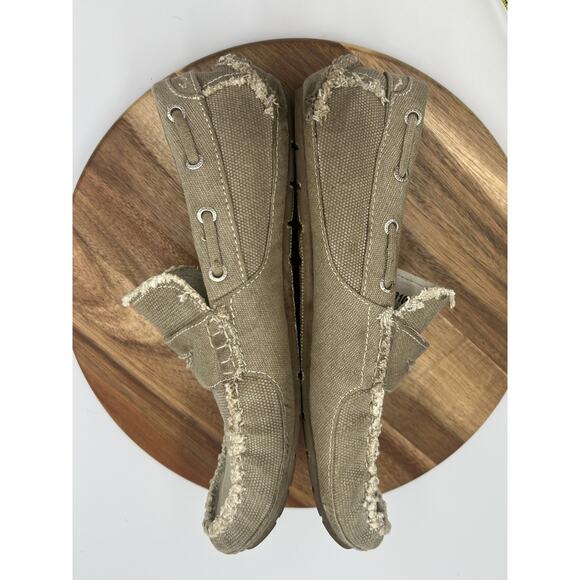 True Religion Shoes Mens 10 Canvas Loafers Slip On Distressed Moccasin Casual - Picture 6 of 7